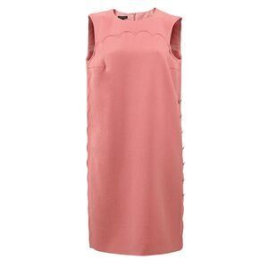 Escada Dascalopa Pink Virgin Wool Scalloped Sleeveless Dress Size 40 US 8 Flaws